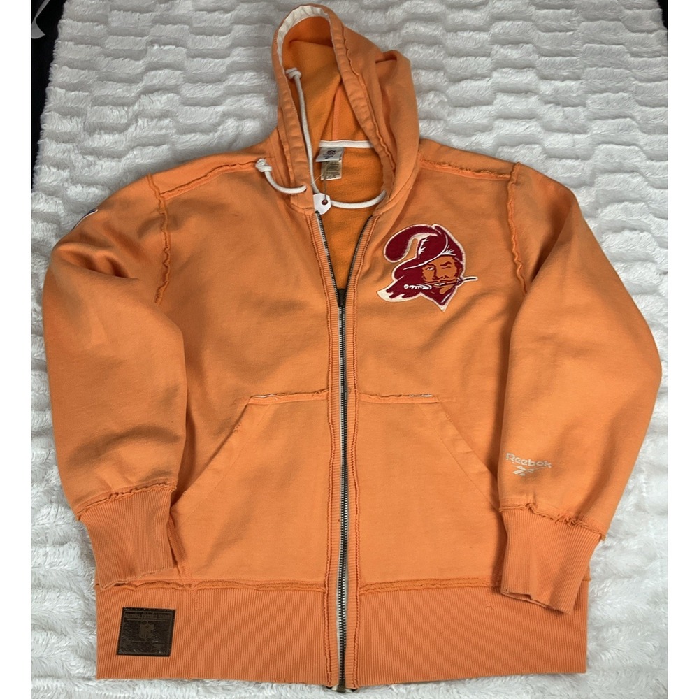 Vintage 2009 Reebok NFL Men's Large Orange Tampa Bay Buccaneers Full Zip Hoodie